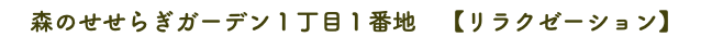 森のせせらぎガーデン１丁目１番地　【リラクゼーション】