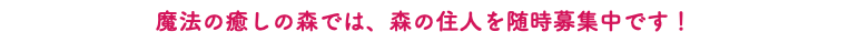 魔法の癒しの森では、森の住人を随時募集中です！