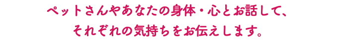 ペットさんやあなたの身体・心とお話して、 それぞれの気持ちをお伝えします。