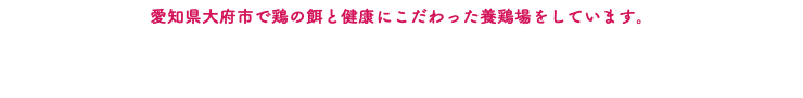 愛知県大府市で鶏の餌と健康にこだわった養鶏場をしています。