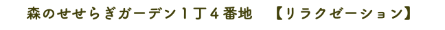 森のせせらぎガーデン１丁４番地　【リラクゼーション】